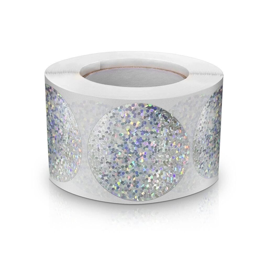2446 Round Stickers Silver 1.5 Inch Circle Labels Color Coding Dot Vinyl